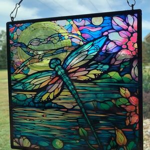 Dragonfly Sublimated Glass Sun Catcher